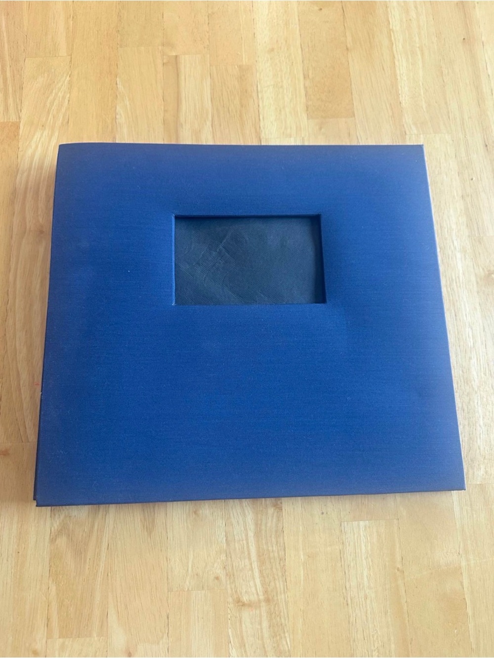 Large Navy Blue Fabric Photo Album Scrapbook Memory Book w/ Front Photo Window